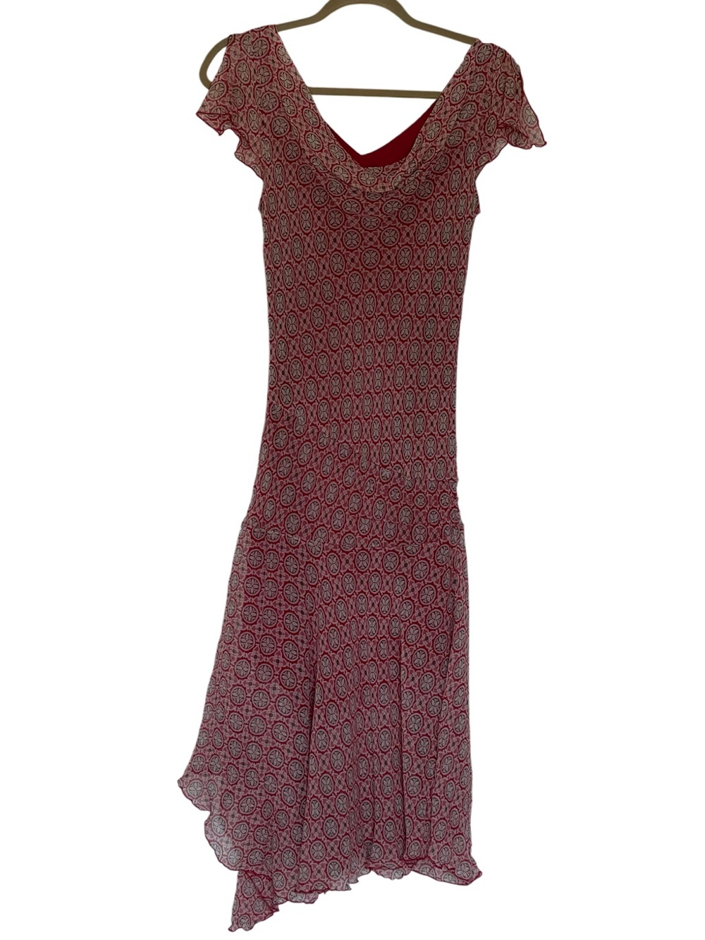 Jonathan Martin Studio Vintage Y2K Silk Printed Asymmetrical Hem Dress Size 6